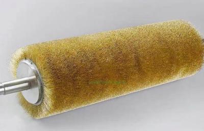 China Pure Copper Or Brass Copper Plated Steel Wire Cylinder Roller Brush For Polishing Steel Plate Derusting Roller Brush for sale