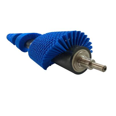 China Blue Nylon Spiral Roller Brush For Dust Removal Printing Machine for sale