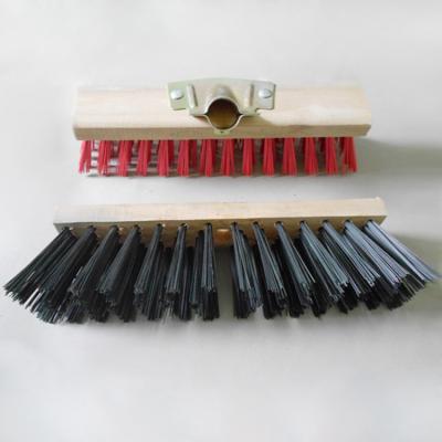 China Wooden Handle Hard Plastic Bristle Outdoor Push Broom for sale