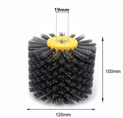 China 5 Inch 120# Abrasive Wire Drawing Wheel Drum Burnishing Brush For Wooden Polishing for sale