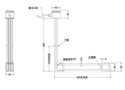 Chine Élément tubulaire 415V 3P 2KW de PTFE Heater Element Industrial Immersion Heater à vendre
