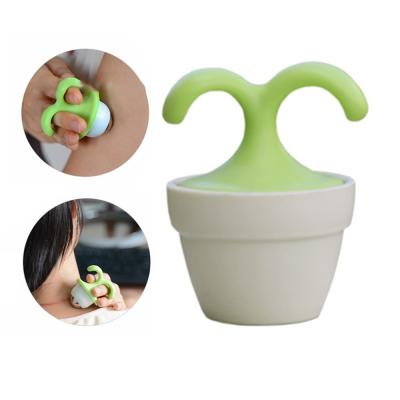 China Roller Ball Handheld Body Massager Cute Mini Potted Plant Shaped 360 Degree Rotating for sale