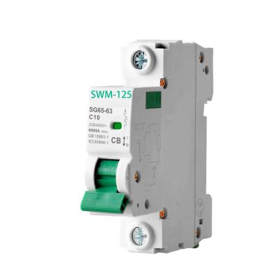 China Professional Miniature Solar DC High Quality SWM-125 1p 2P 3P 4P Mini MCB 40A 50A 63A 80A 100A 125A  Circuit Breaker Solar for sale
