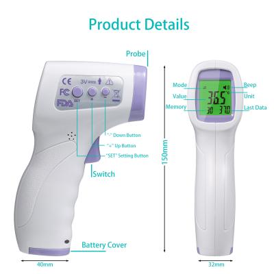 China Baby-Körper-Temperatur-treten Infrarot-Digital-Stirn-Thermometer nicht mit Thermometer LCD IR in Verbindung zu verkaufen