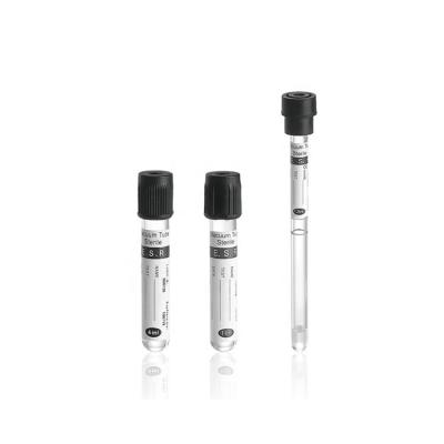 China Medical Disposable Vacuum Blood Collection Sodium Citrate Tube 1.6ml 2.4ml ESR Tube Black Top en venta