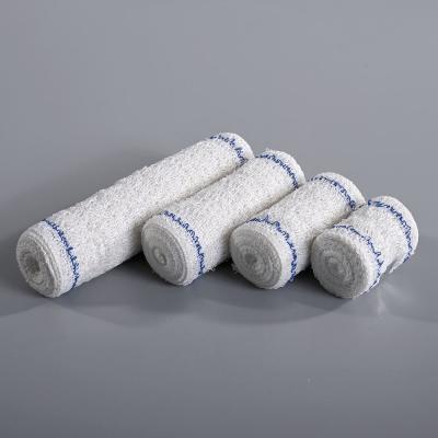 中国 Blue Red White Color Line Medical Cotton Crepe Bandage Elastic Crepe Bandage Spandex Crepe Bandage 販売のため
