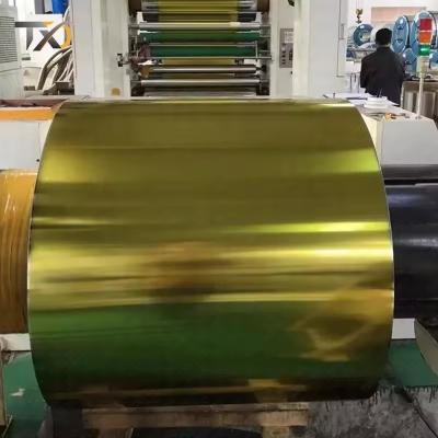 China tinplate gold vanish Lacquered Tinplate Colored  600mm-986mm Width  For Food Packages Chemical Cans Lacquered Tinplate à venda