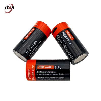 China BMS 16340 Li Ion Rechargeable Batteries 3.7V 700mAh For Electronic Fans for sale