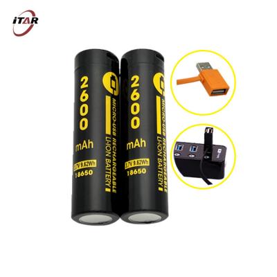 China USB 18650 3.7 V Battery , 3300mAh Lithium Ion Rechargeable Battery 12.21Wh for sale