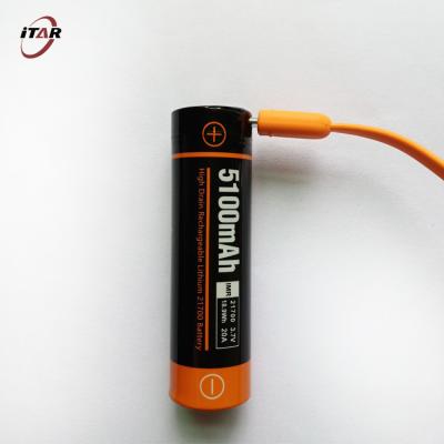 中国 BMS 21700 Li Ion Rechargeable Batteries 5000mAh 3.7 Volt For Spotlights 販売のため
