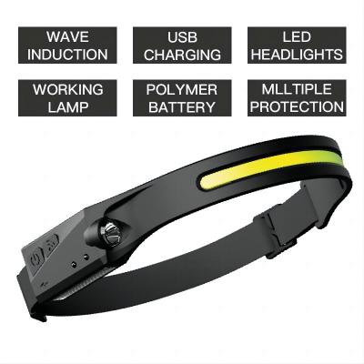China ABS Rubber COB XPE Motion Sensor Running Hiking LED Camping Headlight 350 Lumen for sale