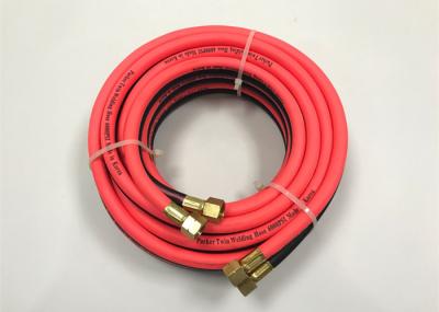 China Tubo vermelho da tubulação da soldadura do dobro da mangueira de ar do PVC/acetileno de Oxy com conector à venda