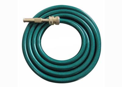 China Manguera flexible verde del tubo de agua de la manguera del PVC del jardín con el conector de cobre amarillo en venta