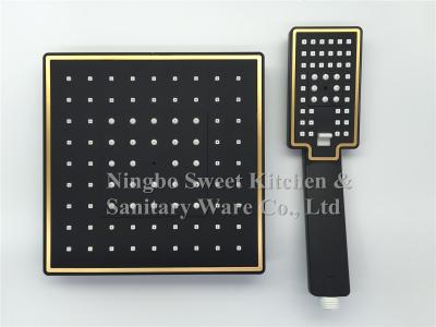 China Rubber painting three fuctions all black surface frosted shower head hand shower set overhead shower rain shower for sale