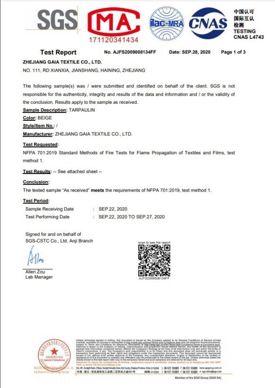 SGS - Zhejiang Xingtai New Material Co. Ltd