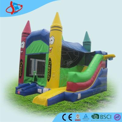 China Crayon Ren Yellow Green Commercial Inflatable Bounce House Happy Hop Jumping Castle for sale