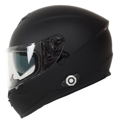China Casco negro puro de Bluetooth de la motocicleta de la cara llena del color de FreedConn con música de la radio de FM en venta