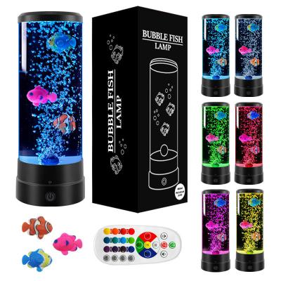 China RoHs Usb LED Jellyfish Lamp 12 Inch Cylindrical Bubble Fish Lamp 7 Color for sale