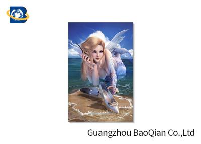 China Beautiful 3D Printed Greeting Cards Pretty Mermaid Image PET Material Customized for sale