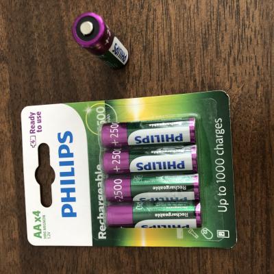 China Toy Car Philips AA Rechargeable Batteries NIMH 2500mAh MSDS Approved for sale