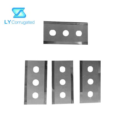 China 43x22x0.3mm High Carbon Steel Carbide Three Holes Slitter Blade For Cutting Wrapping Film à venda
