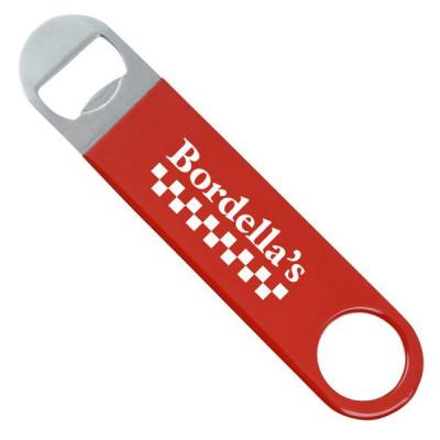 China Bartender Bar Blade Long Flat Stainless Steel Bottle Opener with Vinyl Coating for sale