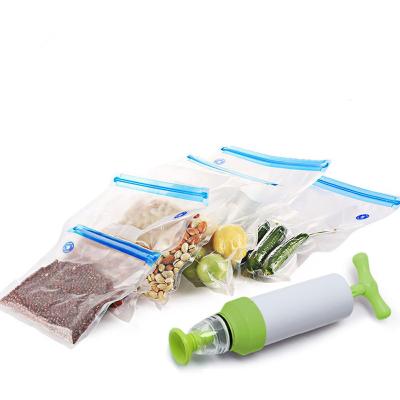 China Airtight Food Vacuum Transparent Zip Sous Vide Bags One Way Air Valve for sale