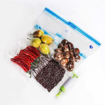 China Sous Vide Reusable Vacuum Food Storage Bags Air Valve Vacuum Zipper Bag for sale