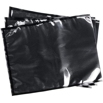 China Custom Print Vacuum Resealable Zipper Bag Black Back Clear Front Nylon Pouch for sale