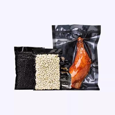 China Custom Clear Black Vacuum 3 Side Seal Bags Frozen Food Sachet Vacuum Packaging Pouch for sale