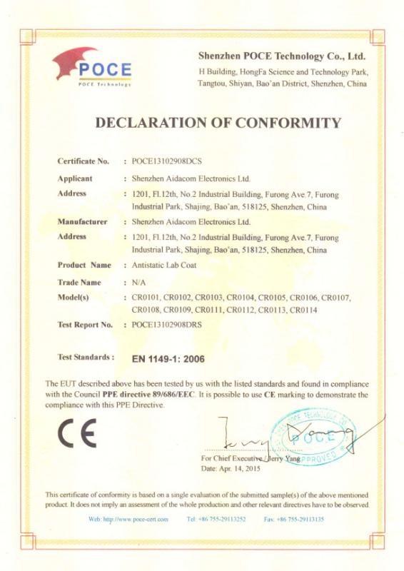 EN 1149-1:2006 - Shenzhen Aidacom Cleantech Co., Ltd.