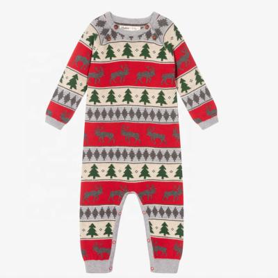 China Wholesale Christmas 100% Cotton With Button Full Sleeve Baby Sweater Overall Rompers for sale
