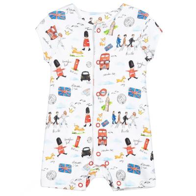 China Summer Cotton Short Sleeve Plain Printed Baby Girl Boy Rompers Infant Jumpsuits for sale