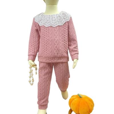 China Autumn Children Clothing Sets Casual Long Sleeve Long Pants Suit Ruffle Neck Kids Clothing Sets for Girls 3  to 7 Years for sale
