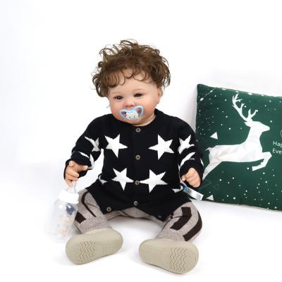 China Stars Pattern Jacquard Autumn Winter Organic Cotton Toddler Boy Girl Designer Knitted Baby Cardigan Sweater for sale