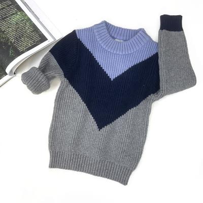 China Sweater Supplier Children Kid Knitwear 100% Cotton Crew Neck Geometric Pattern Knitted Pullover Baby Sweater For Autumn Winter for sale