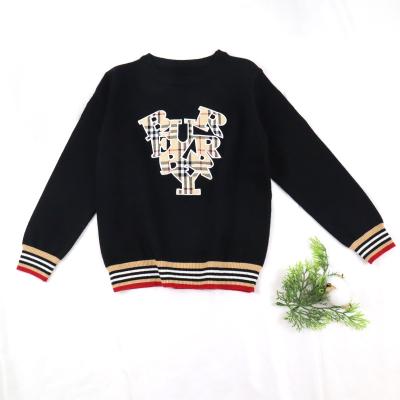 China Long sleeve Patch Design Winter Cotton Jersey stitch strip ribbed Pullover Kid Children Knitted sweater for sale