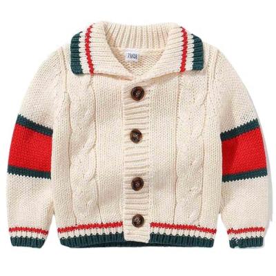 China Children's Cable knitted Stripe heavy knitting kids sweater cardigan for sale