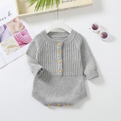 China Baby Boys And Girls Knitted Romper Babies Sweater Jumpsuit Unisex Solid Kids Clothing Bodysuit Long Sleeve for sale