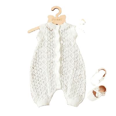 China Cotton Newborn Infant Baby Clothes Boy Girl Knitted White Unisex Baby Summer Romper Onesie Bodysuit for sale