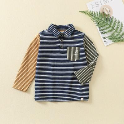 China Wholesale baby boy clothing long sleeve 100% cotton polo t-shirt for kids baby stripe school uniform polo boys t-shirts for sale