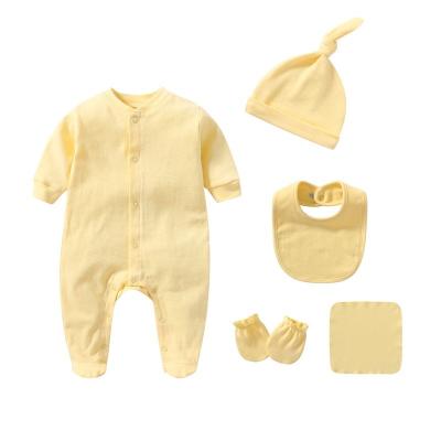 China wholesale new born Infant baby baby clothes 5pcs romper pants bib sock Newborn Baby Outfit Gift Set for sale
