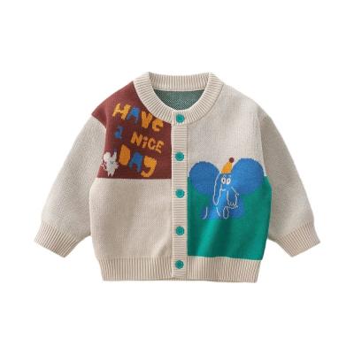 China autumn and winter baby cotton yarn knitted cardigan crew collar sweater coat for sale