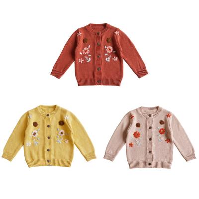 China Simplee kids Baby Girl Thin Sweater Solid Cardigans with embroidery  button down for Toddler 0-16Years for sale