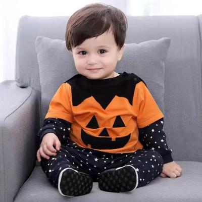 China Kids Clothes Children Halloween Pumpkin Infant Bodysuit Jumpsuit Toddler  Long Sleeve Pants Hat Cloak Set Baby Romper for sale
