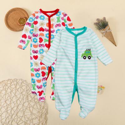 China Top quality soft cotton print baby onesie footed romper wholesale for sale