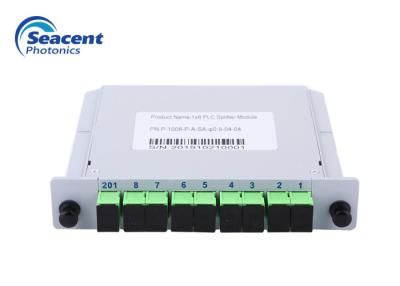 China 1x8 Fiber Optic PLC Splitter Box Insertion Module 0.9mm With SC APC Connector for sale