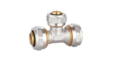 China PEX-AI-PEX Brass Fittings PF5006 Brass Equal Tee Connector for sale