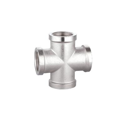 China Brass 4 Way Tee Pipe Fitting Connector Chrome Plated Jacketed type for sale