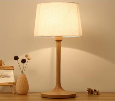 China Wooden base linen lampshade soft light simple style Bedside lamp LX103 for sale
